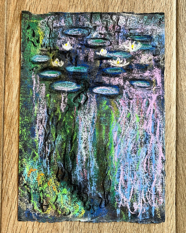 After Monet pastel painting of water lilies